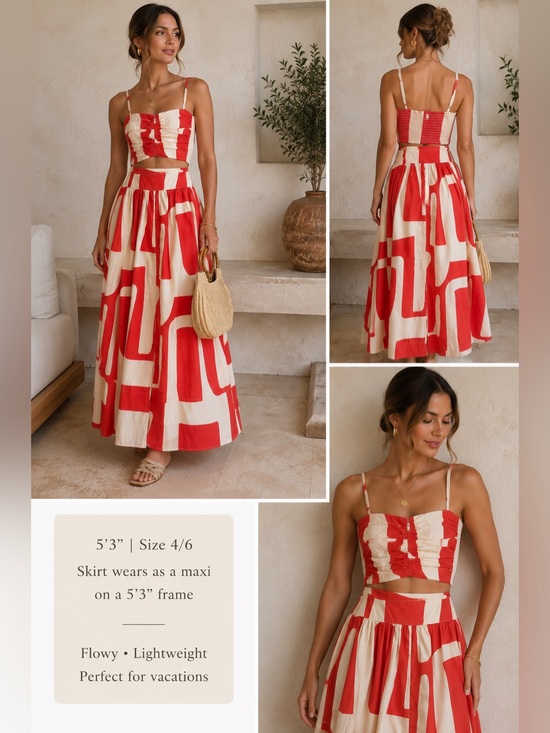 Banana Republic Dresses & Skirts - Banana Republic NWT Orange Cream Abstract Print Crop Top Maxi Skirt set M 6